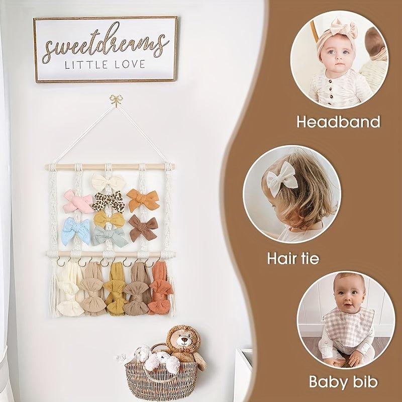 Girls Headband & Hair Clip Organizer Wall Mounted Storage Fabric Hanging Rack