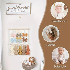 Girls Headband & Hair Clip Organizer Wall Mounted Storage Fabric Hanging Rack