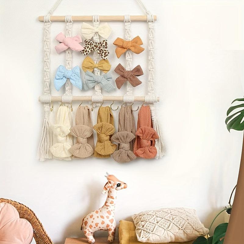 Girls Headband & Hair Clip Organizer Wall Mounted Storage Fabric Hanging Rack