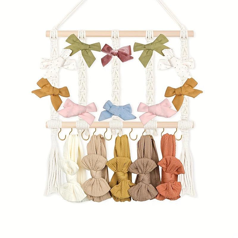 Girls Headband & Hair Clip Organizer Wall Mounted Storage Fabric Hanging Rack