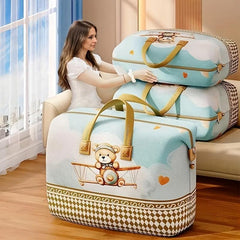 Large Cartoon Bear Airplane Moving Bag Durable Quilt Clothes Storage