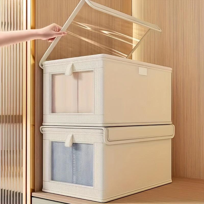 Large Folding Clothes Organizer Box with Clear Window Lid
