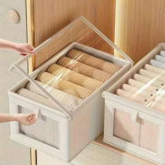 Large Folding Clothes Organizer Box with Clear Window Lid
