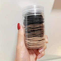 100pcs Solid Hair Tie Polyester Ponytail Holder Minimalist Hair Band