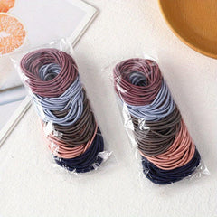 100pcs Macaroon Hair Tie Small Leather Bands High Stretch No Damage To Hair