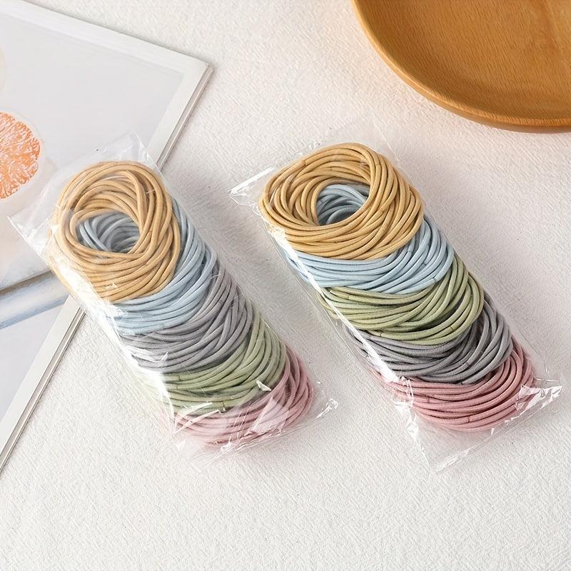 100pcs Macaroon Hair Tie Small Leather Bands High Stretch No Damage To Hair