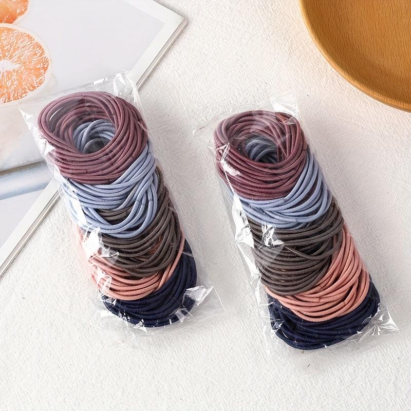 100pcs Macaroon Hair Tie Small Leather Bands High Stretch No Damage To Hair