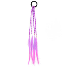 Rainbow Braided Synthetic Hair Extensions with Rubber Bands