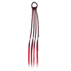 Rainbow Braided Synthetic Hair Extensions with Rubber Bands