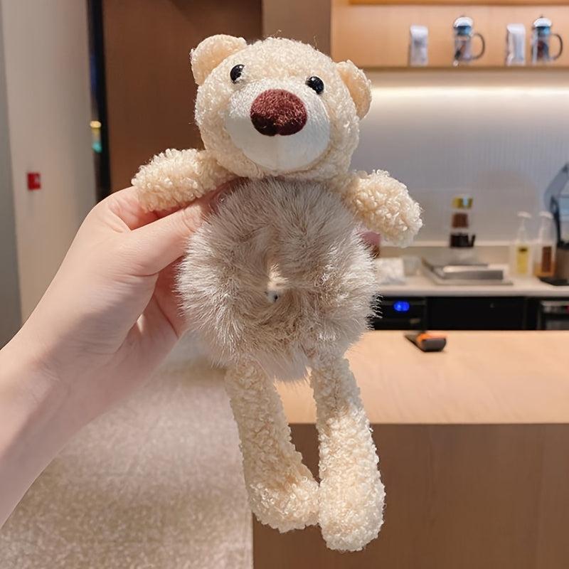 Bear Hair Tie Hair Scrunchies Plush Bracelet Bun Holders Hair Accessories Elasti