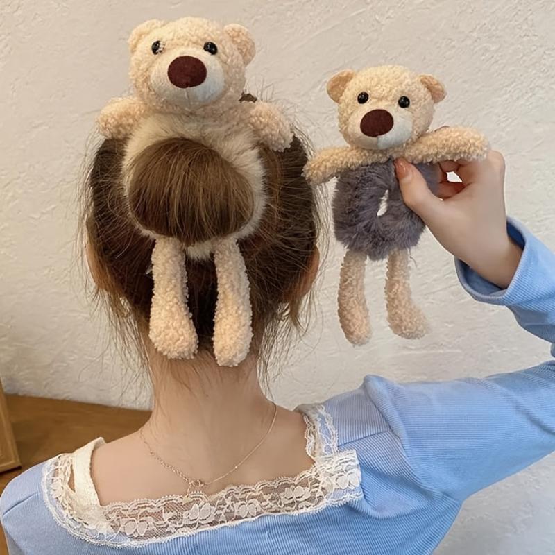 Bear Hair Tie Hair Scrunchies Plush Bracelet Bun Holders Hair Accessories Elasti