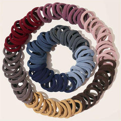 100pcs High Elasticity Hair Tie Rubber Band Ponytail Leather Cover