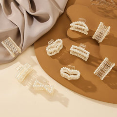 9pcs Faux Pearl Hair Claw Banana Clip Hairgrip Non Slip Hair Accessory