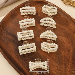 9pcs Faux Pearl Hair Claw Banana Clip Hairgrip Non Slip Hair Accessory
