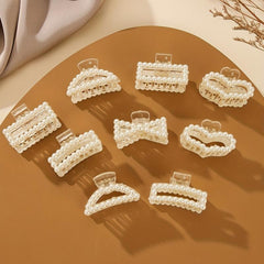 9pcs Faux Pearl Hair Claw Banana Clip Hairgrip Non Slip Hair Accessory
