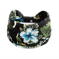 Flower Print Headband Boho Style Yoga Bandana Hair Accessories