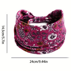 Flower Print Headband Boho Style Yoga Bandana Hair Accessories