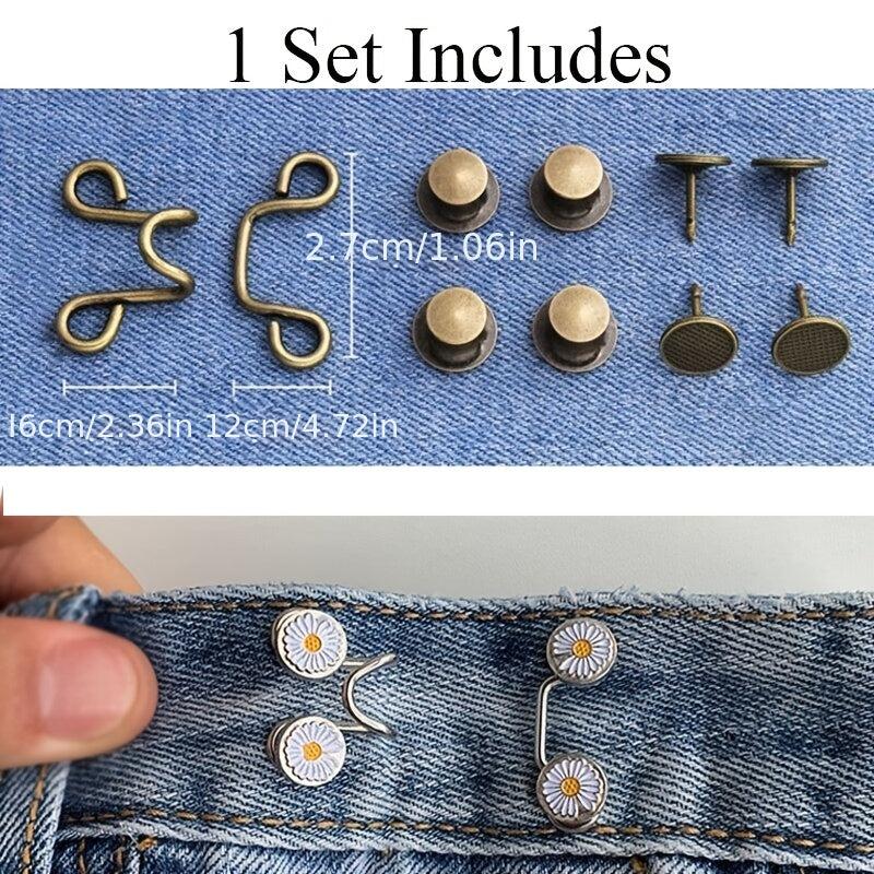 Waist Buckle Jeans Buttons No Sewing Adjustable Fasteners Clip Snap Tack Metal