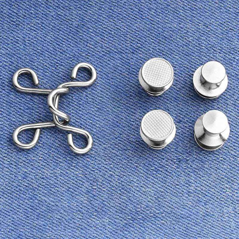 Waist Buckle Jeans Buttons No Sewing Adjustable Fasteners Clip Snap Tack Metal