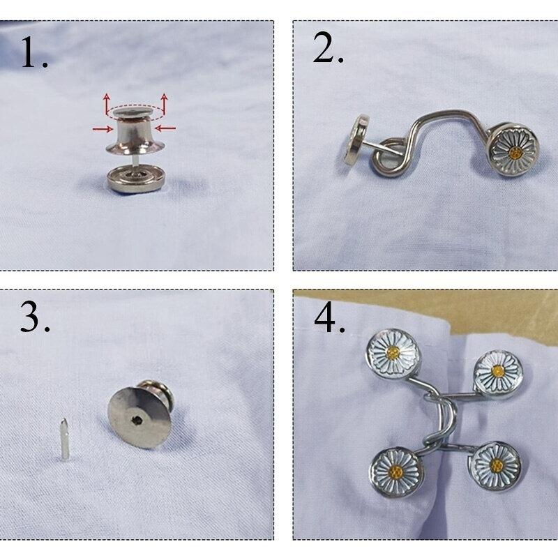 Waist Buckle Jeans Buttons No Sewing Adjustable Fasteners Clip Snap Tack Metal