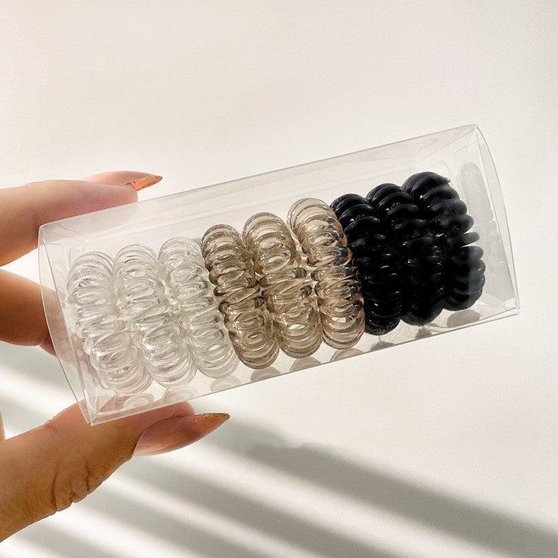 9 Pcs Spiral Hair Ties No Crease Coil Hair Ties Phone Cord Hair Ties