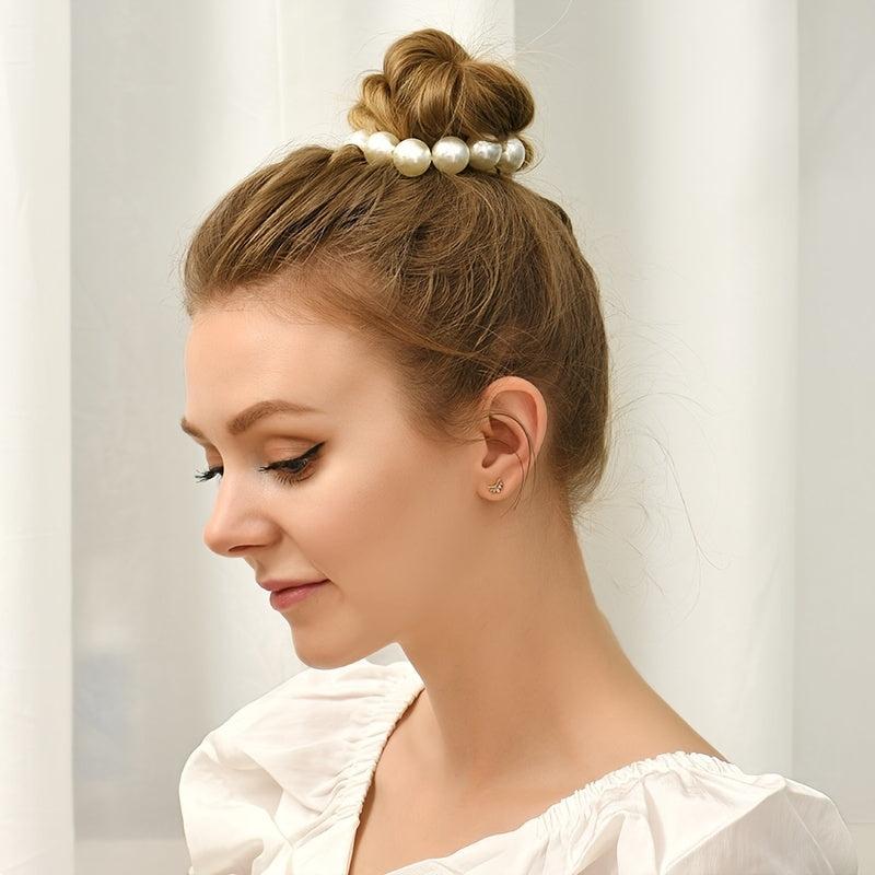 Faux Pearl Hair Tie Scrunchie Decorative Rubber Band Bracelet Hair Accessories