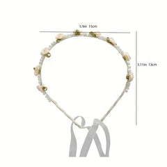 Faux Pearl Flower Satin Headband Hair Accessories for Women Girls
