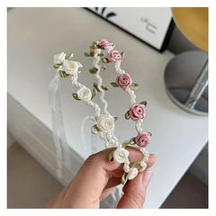 Faux Pearl Flower Satin Headband Hair Accessories for Women Girls