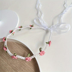 Faux Pearl Flower Satin Headband Hair Accessories for Women Girls