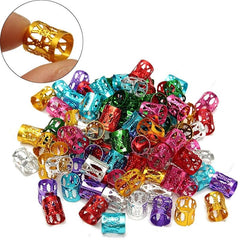 50pcs Dreadlocks Beads Hair Braid Rings Hair Braiding Metal Cuffs
