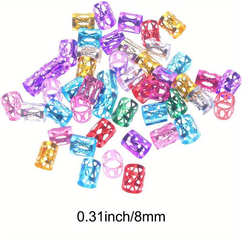 50pcs Dreadlocks Beads Hair Braid Rings Hair Braiding Metal Cuffs