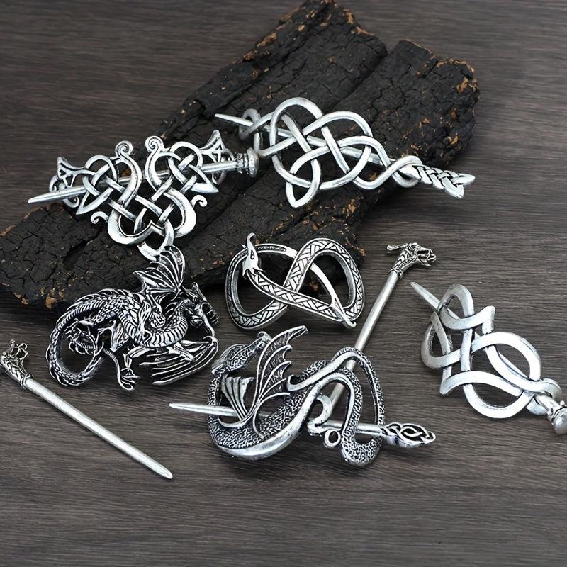 Viking Celtic Crown Hairpin Hair Accessories Silvery Irish Long Hair Decorative
