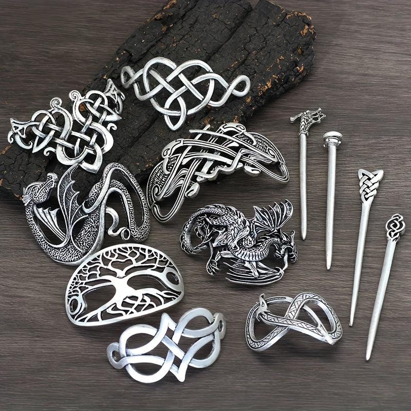 Viking Celtic Crown Hairpin Hair Accessories Silvery Irish Long Hair Decorative
