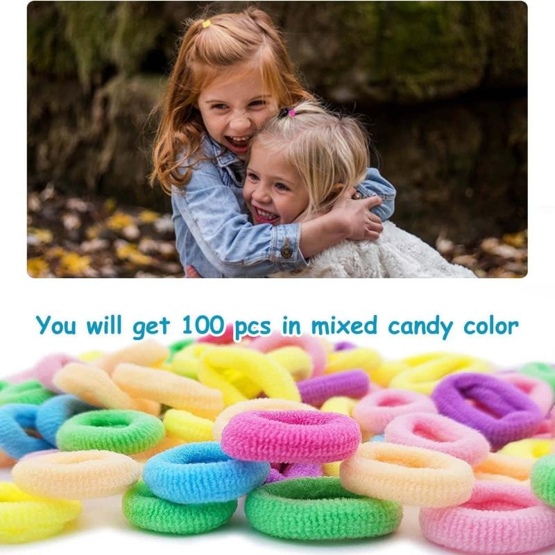 100pcs Girl's Hair Elastic Bands Baby Hair Tie Multicolor Mini Hair Bands