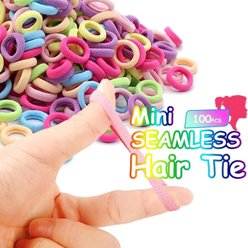 100pcs Girl's Hair Elastic Bands Baby Hair Tie Multicolor Mini Hair Bands