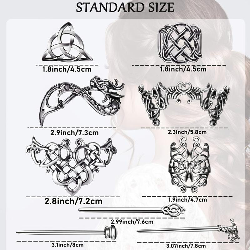 Viking Celtic Hair Clips Hairpins Silvery Hair Pin Chignon Celtic Knot Jewelry