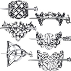 Viking Celtic Hair Clips Hairpins Silvery Hair Pin Chignon Celtic Knot Jewelry