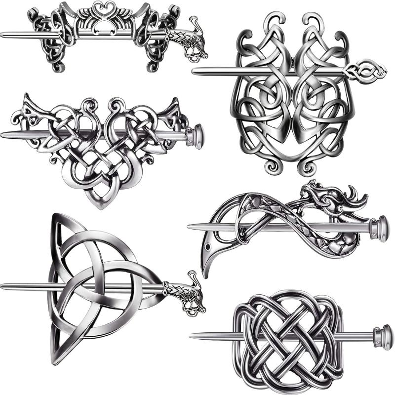 Viking Celtic Hair Clips Hairpins Silvery Hair Pin Chignon Celtic Knot Jewelry