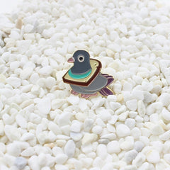 Cute Pigeon Eating Bread Brooch Pin