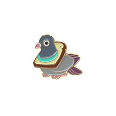 Cute Pigeon Eating Bread Brooch Pin