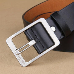 Men's PU Leather Business Belt Square Letter Pattern Buckle Waist Strap Belt