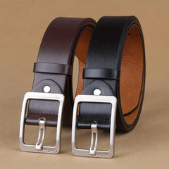 Men's PU Leather Business Belt Square Letter Pattern Buckle Waist Strap Belt