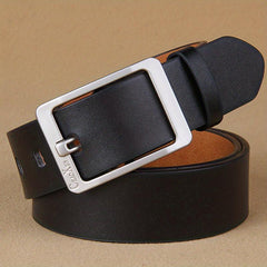 Men's PU Leather Business Belt Square Letter Pattern Buckle Waist Strap Belt