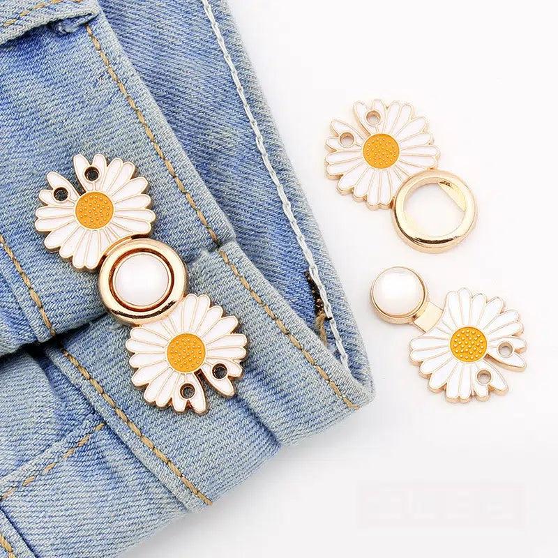 Small Daisy Waist Buttons Elastic Adjustment Buckle for Jeans