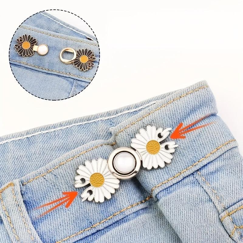 Small Daisy Waist Buttons Elastic Adjustment Buckle for Jeans
