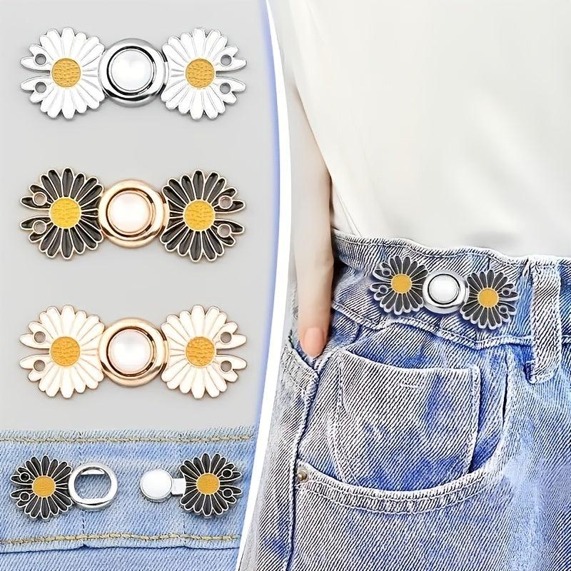 Small Daisy Waist Buttons Elastic Adjustment Buckle for Jeans