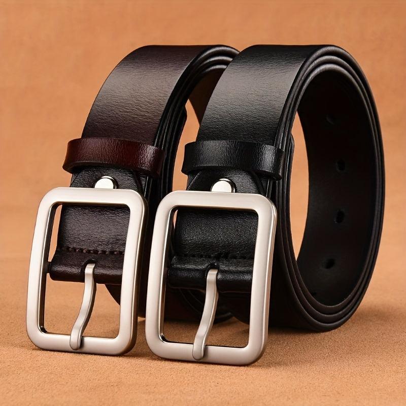 Men's Leather Belt Pin Buckle Jeans Belt Plus Size
