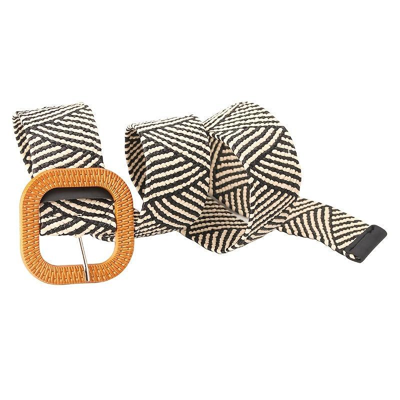 Woven Elastic Stretch Waist Belt Boho Skinny Dress Belt