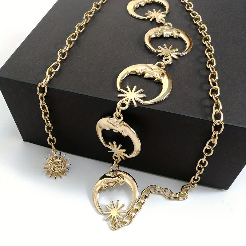 Boho Moon Sun Waist Chain Y2K Tassel Dress Women Body Belts