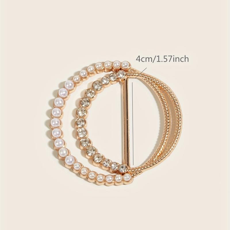Metal Ring Pin Waist Clip Faux Pearl Rhinestone Scarf Fixed Buckle